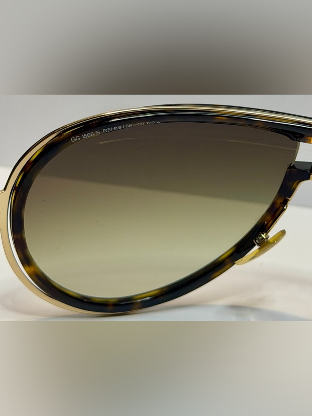 Gucci GG1566/S Aviator Sunglasses Tortoise Gold Gradient Lens w/ Case - Picture 7 of 15